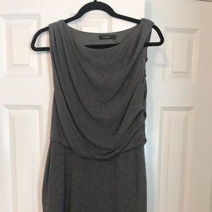 Grey dress with fitted skirt and slouchy top